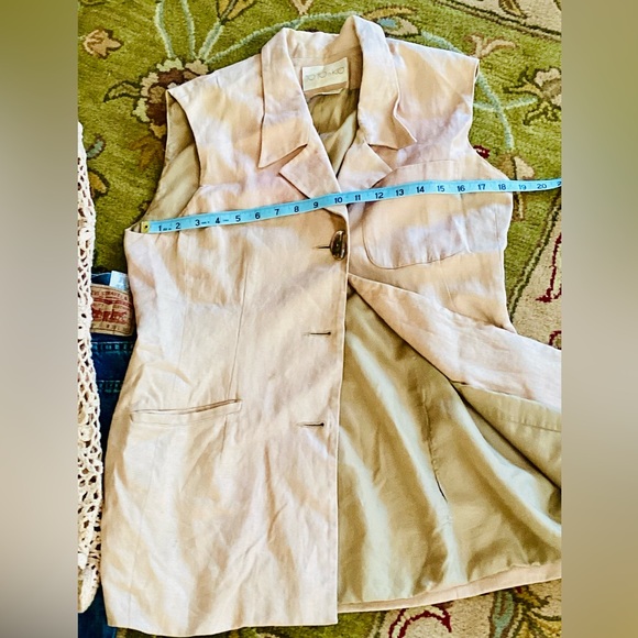 ⚜️ NEUTRAL Khaki LINEN Versatile VEST SZ 12 - Picture 2 of 16